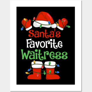 Santa's Favorite Waitress Funny Christmas Pajamas Posters and Art